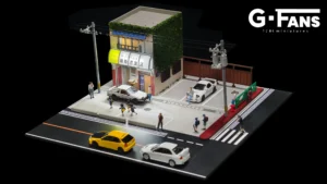 Tofu shop diorama with LED lights and 2 figures